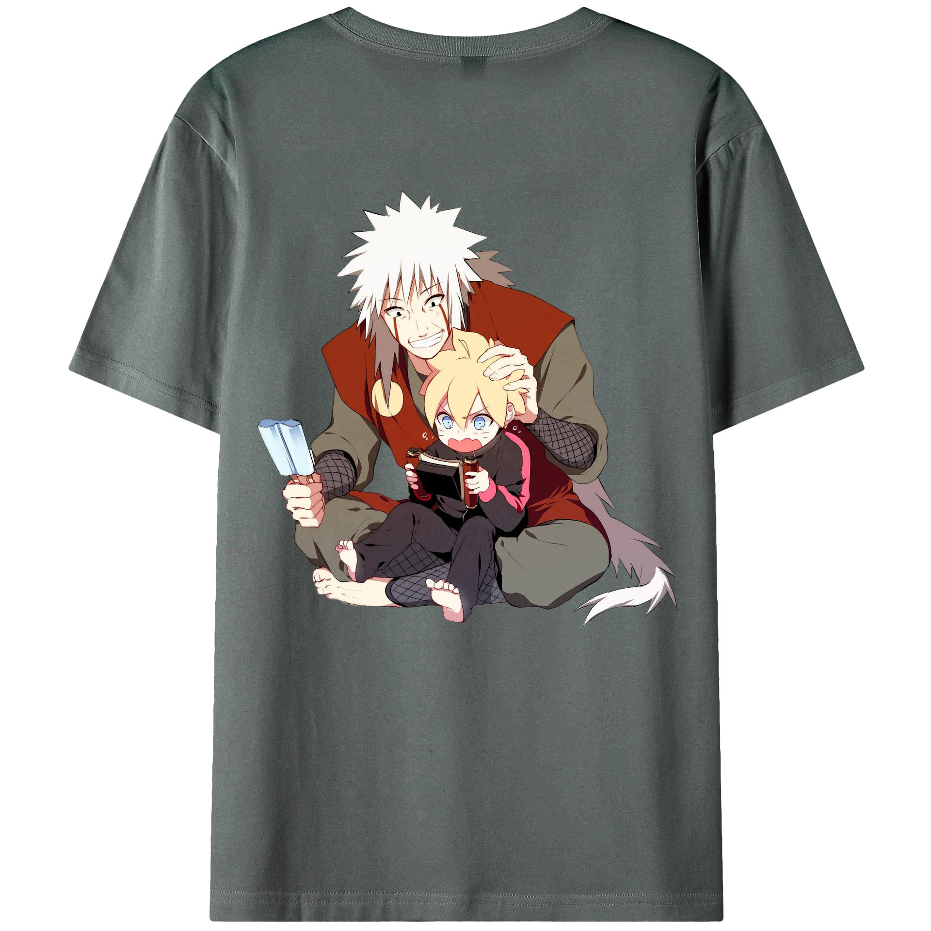（画像用） NARUTO -ナルト- 自来也（じらいや） Jiraiya 綿100％ メンズ半袖Tシャツ（バックプリント） 通気性